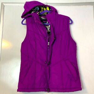 Burton Dryride hooded puffer vest insulated Jacket purple top women’s size L